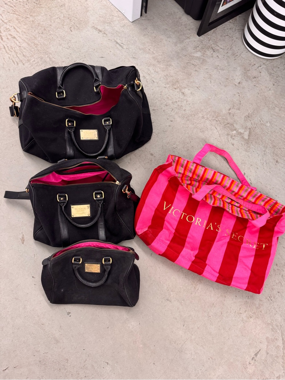 Victoria's Secret Pink Stripe Tote Bag - Pink/Red